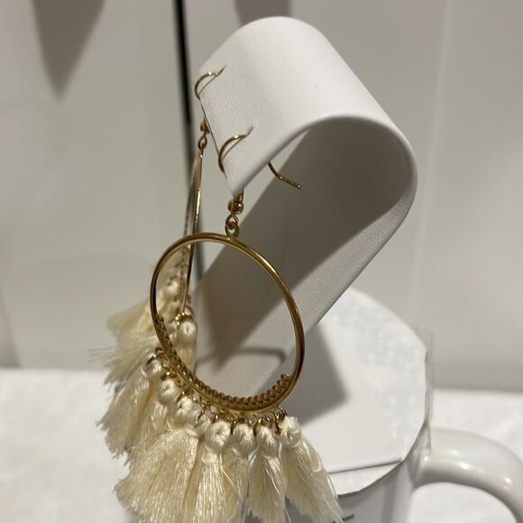 NWOT Tassel hoop fishhook earrings - Picture 3 of 4